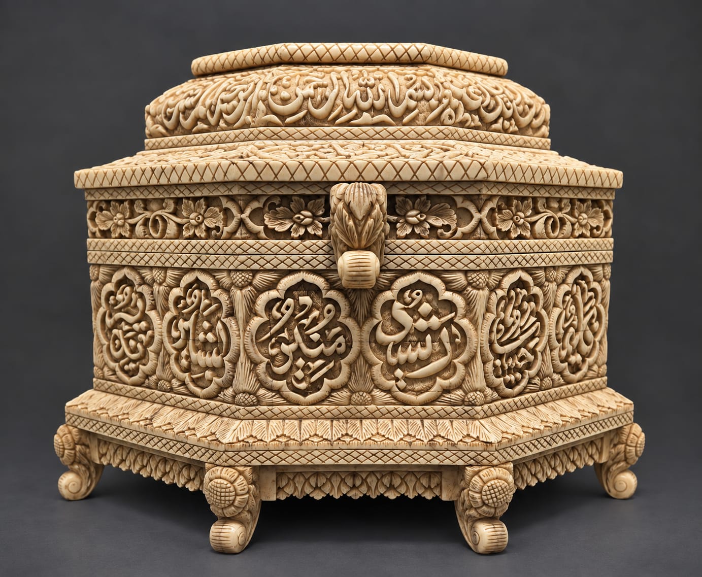 Handcrafted islamic natural camelbone octagonal box